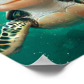 Funny Niedlich Green Sea Turtle Poster (Ecke)