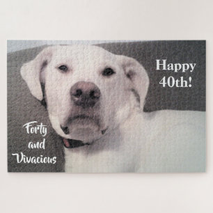Funny Niedlich Grumpy White Dog 40. Geburtstag Sch Puzzle