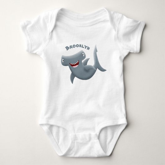 Funny niedlich Hammerhead Hai Cartoon Baby Strampler (Vorderseite)