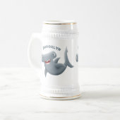 Funny niedlich Hammerhead Hai Cartoon Bierglas (Vorderseite Links)