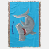 Funny niedlich Hammerhead Hai Cartoon Decke (Vorderseite Vertikal)