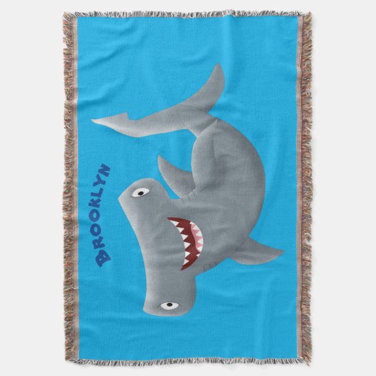 Funny niedlich Hammerhead Hai Cartoon Decke (Vorderseite Vertikal)