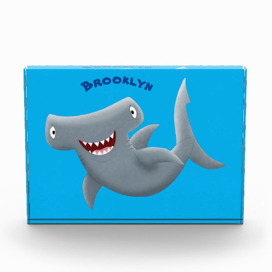 Funny niedlich Hammerhead Hai Cartoon Fotoblock (Vorderseite)