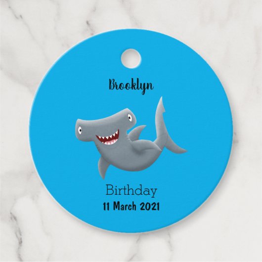 Funny niedlich Hammerhead Hai Cartoon Geschenkanhänger (Vorderseite)