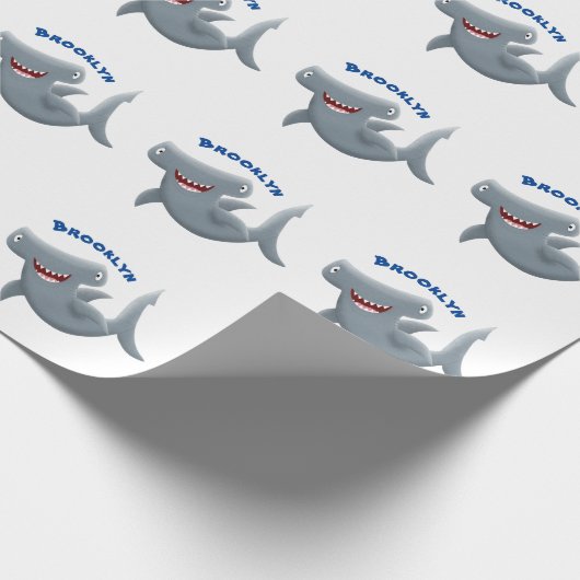 Funny niedlich Hammerhead Hai Cartoon Geschenkpapier (Ecke)