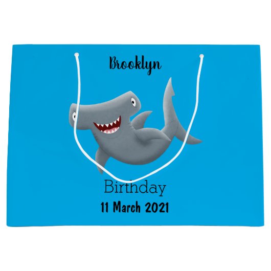 Funny niedlich Hammerhead Hai Cartoon Große Geschenktüte (Vorderseite)