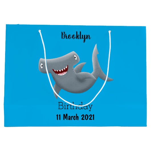 Funny niedlich Hammerhead Hai Cartoon Große Geschenktüte (Rückseite)