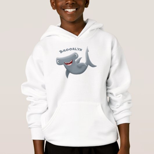 Funny niedlich Hammerhead Hai Cartoon Hoodie (Vorderseite)