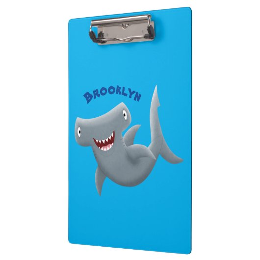 Funny niedlich Hammerhead Hai Cartoon Klemmbrett (Links)