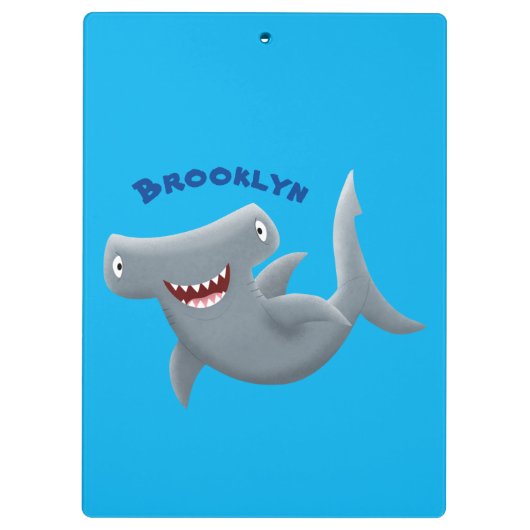 Funny niedlich Hammerhead Hai Cartoon Klemmbrett (Rückseite)