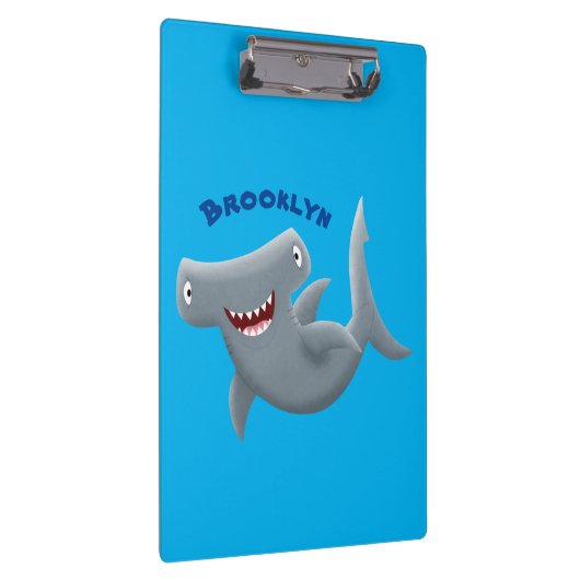 Funny niedlich Hammerhead Hai Cartoon Klemmbrett (Rechts)