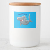 Funny niedlich Hammerhead Hai Cartoon Lebensmitteletikett (Vorderseite)