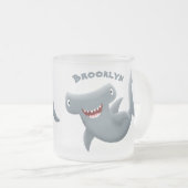 Funny niedlich Hammerhead Hai Cartoon Mattglastasse (VorderseiteRechts)