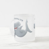 Funny niedlich Hammerhead Hai Cartoon Mattglastasse (Vorderseite Links)