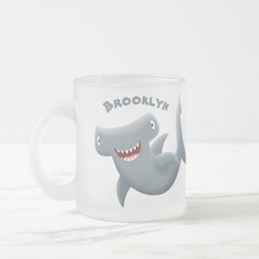 Funny niedlich Hammerhead Hai Cartoon Mattglastasse (Links)