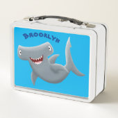 Funny niedlich Hammerhead Hai Cartoon Metall Brotdose (Rückseite)