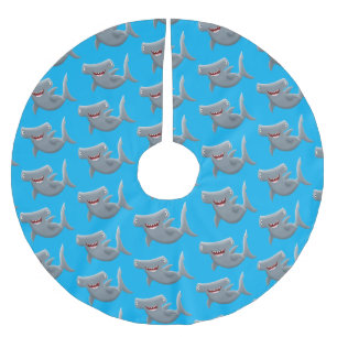 Funny niedlich Hammerhead Hai Cartoon Polyester Weihnachtsbaumdecke