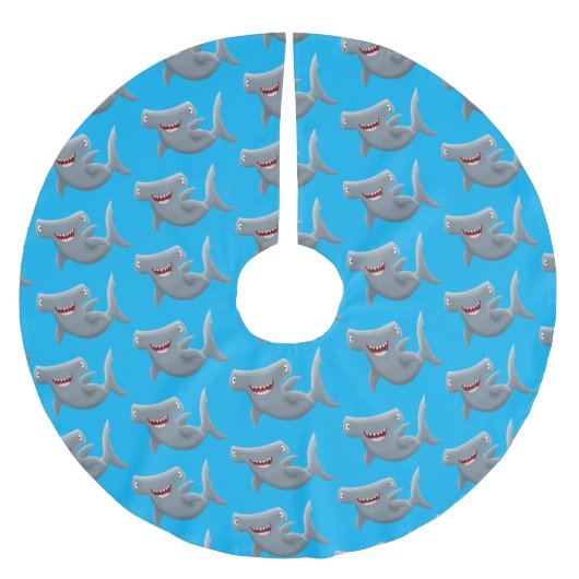 Funny niedlich Hammerhead Hai Cartoon Polyester Weihnachtsbaumdecke (Vorderseite)