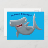 Funny niedlich Hammerhead Hai Cartoon Postkarte (Vorne/Hinten)