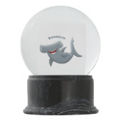 Funny niedlich Hammerhead Hai Cartoon Schneekugel (Rückseite)