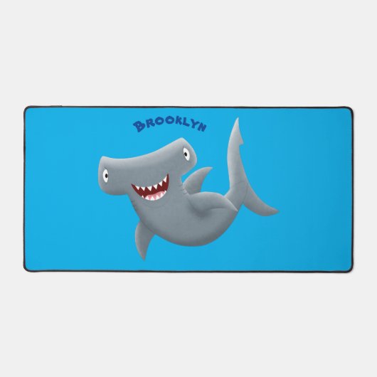 Funny niedlich Hammerhead Hai Cartoon Schreibtischunterlage (Vorderseite)