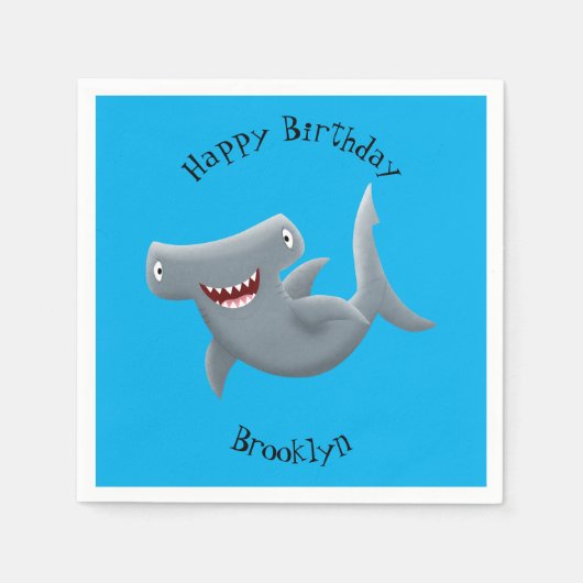 Funny niedlich Hammerhead Hai Cartoon Serviette (Vorderseite)