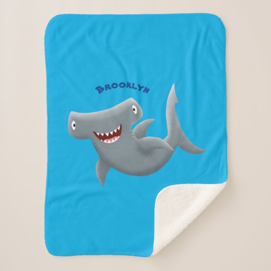 Funny niedlich Hammerhead Hai Cartoon Sherpadecke (Vorderseite)