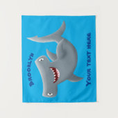 Funny niedlich Hammerhead Hai Cartoon Wandteppich (Vorderseite)
