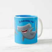 Funny niedlich Hammerhead Hai Cartoon Zweifarbige Tasse (VorderseiteRechts)