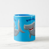 Funny niedlich Hammerhead Hai Cartoon Zweifarbige Tasse (Mittel)