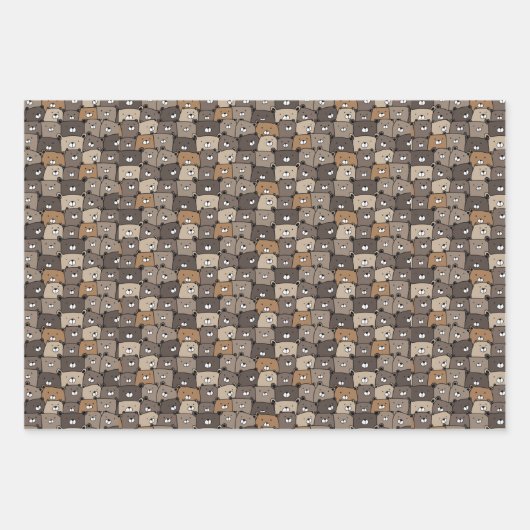 Funny Niedlich Hand Drawing Bears Muster Geschenkpapier Set (Vorderseite 2)