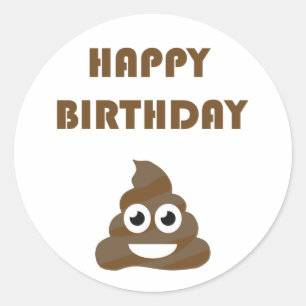 Funny Niedlich Happy Birthday Party Kack Emoji Runder Aufkleber