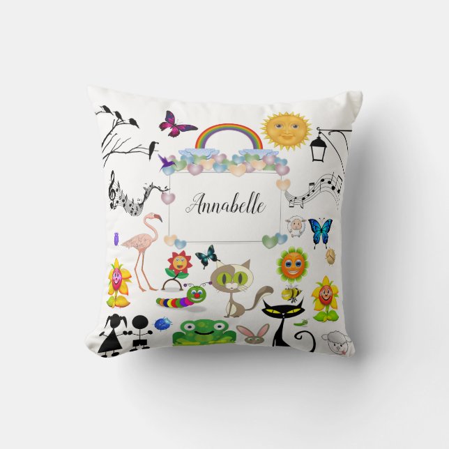 Funny Niedlich Happy Cartoon Characters Personaliz Kissen (Vorderseite)