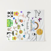 Funny Niedlich Happy Cartoon Characters Personaliz Wandteppich (Vorderseite (Horizontal))