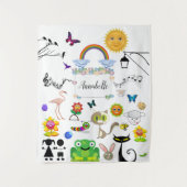 Funny Niedlich Happy Cartoon Characters Personaliz Wandteppich (Vorderseite)