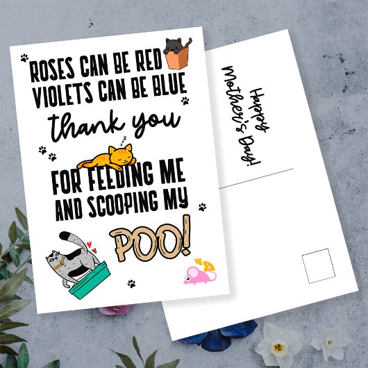 Funny Niedlich Happy Mother Day From Cat Postkarte