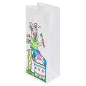 Funny Niedlich Happy Osterfest Bunny Painting Eggs Geschenktüte Für Weinflaschen (Rückseite Schrägansicht)