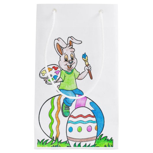 Funny Niedlich Happy Osterfest Bunny Painting Eggs Kleine Geschenktüte (Vorderseite)
