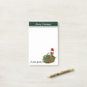 Funny niedlich Holiday Santa Cat & Maus Monogramm Post-it Klebezettel (Auf Schreibtisch)