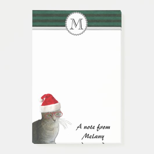 Funny niedlich Holiday santa Katzenmonogramm Post-it Klebezettel (Vorderseite)
