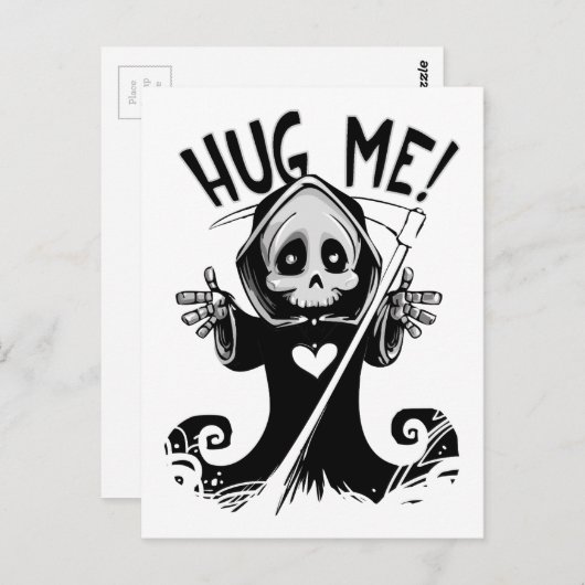 Funny Niedlich Hug Me Grim Sensenmann Postkarte (Vorne/Hinten)