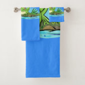 Funny niedlich hungriger Frosch Cartoon Handtuch S Badhandtuch Set (Insitu)