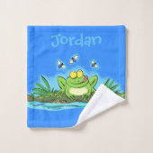 Funny niedlich hungriger Frosch Cartoon Handtuch S Badhandtuch Set (Waschlappen)