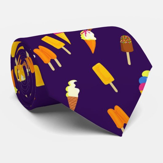 Funny Niedlich Ice Creme Cone Muster Sommerfutter Krawatte (Gerollt)
