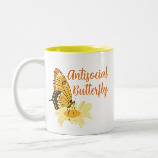 Funny Niedlich Introvertierte Antisocial Butterfly Zweifarbige Tasse (Links)