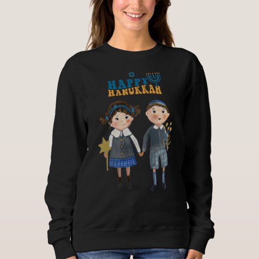 Funny Niedlich Jewish Couple Happy Hanukkah Sweatshirt (Vorderseite)