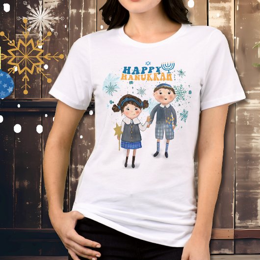 Funny Niedlich Jewish Couple Happy Hanukkah Tri-Blend Shirt