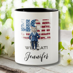 Funny Niedlich Kamala Harris Cat Yes We Cat Electi Zweifarbige Tasse