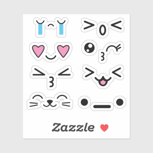 Funny Niedlich Kawaii Anime Faces Stickers Aufkleber (Blatt)