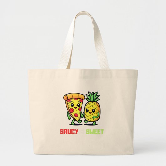Funny Niedlich Kawaii Pizza Pineaple Freunde Saucy Jumbo Stoffbeutel (Vorne)
